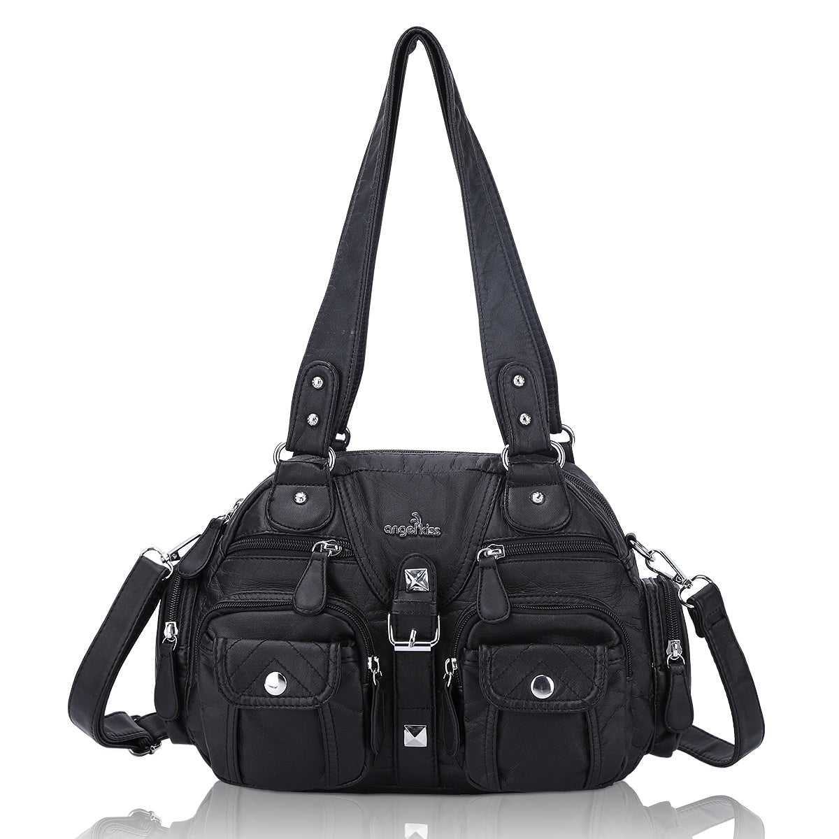 Soft Multi-Pocket Shoulder Bag with Adjustable Strap