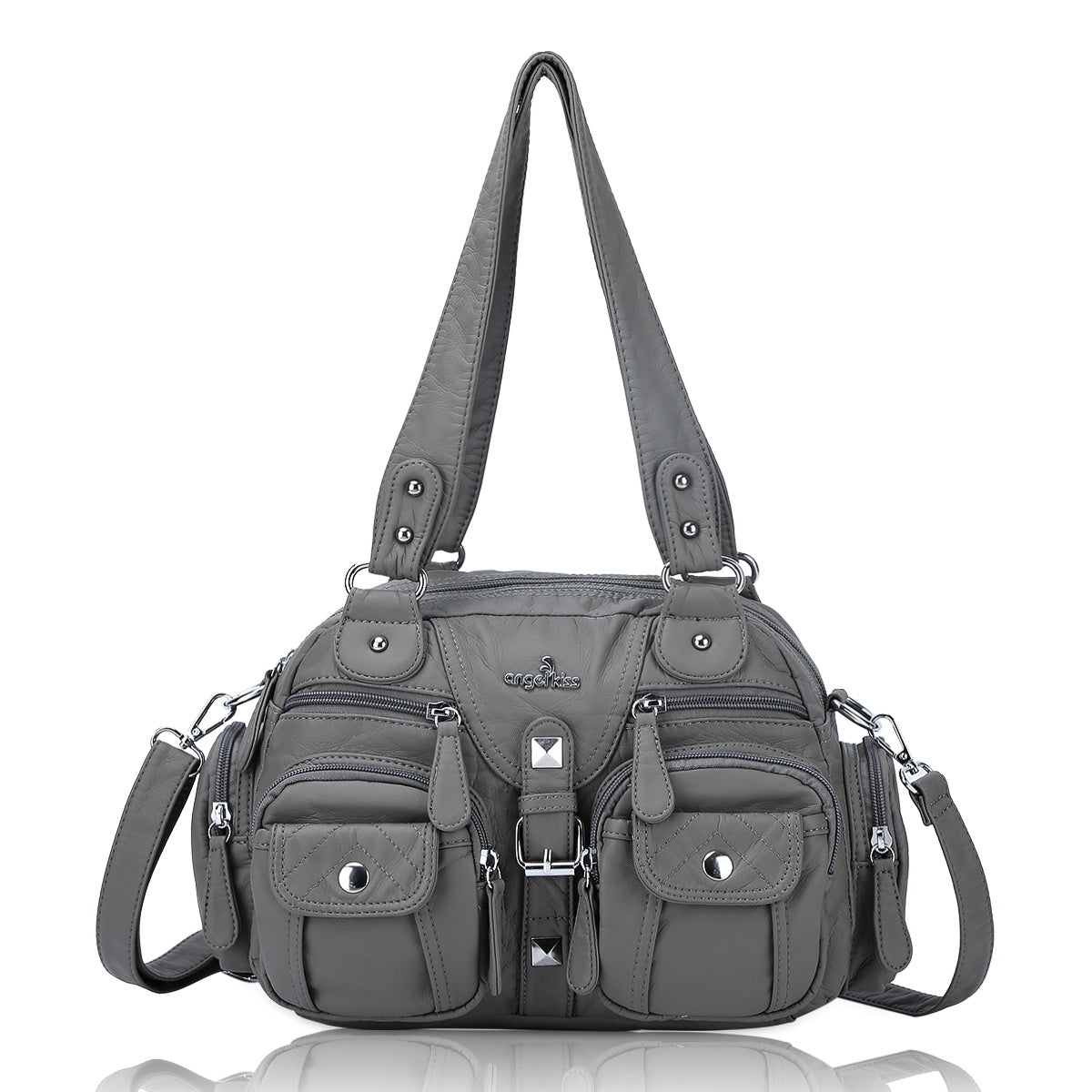 Soft Multi-Pocket Shoulder Bag with Adjustable Strap