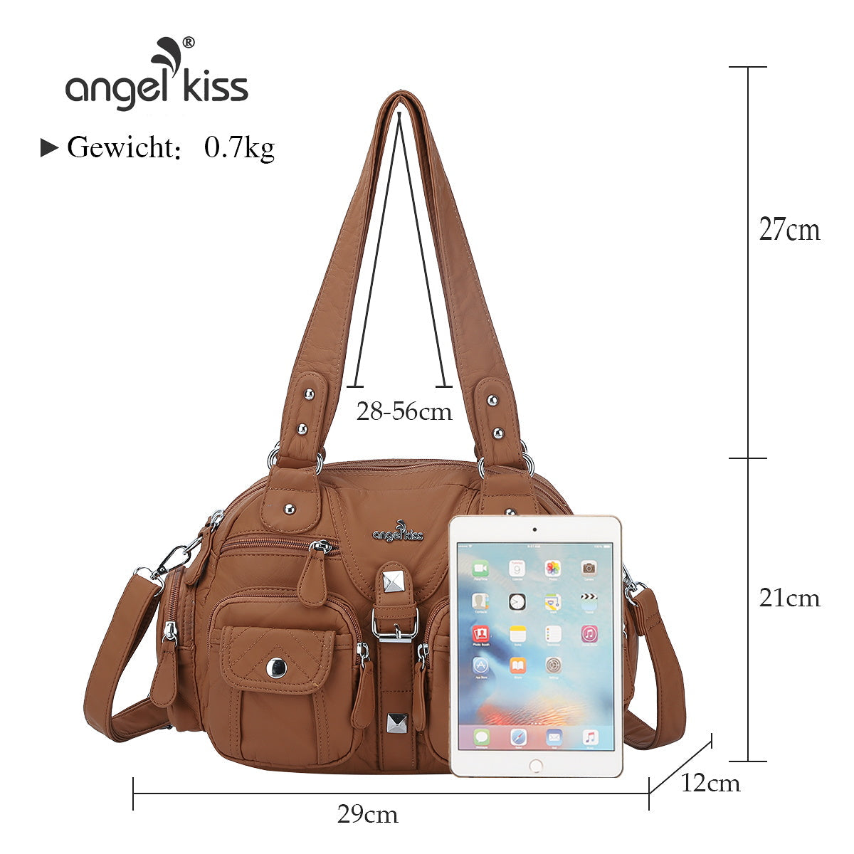 Soft Multi-Pocket Shoulder Bag with Adjustable Strap