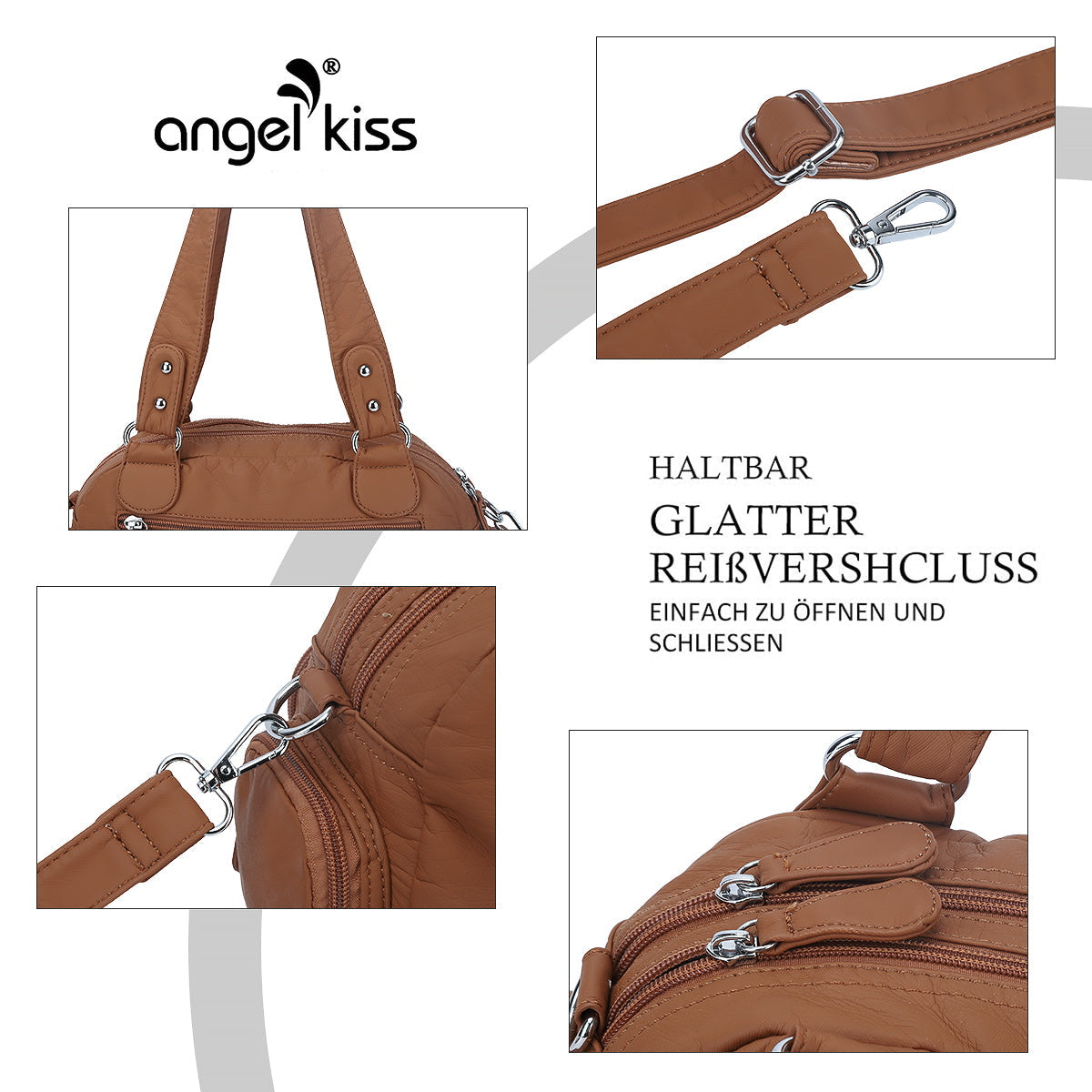 Soft Multi-Pocket Shoulder Bag with Adjustable Strap