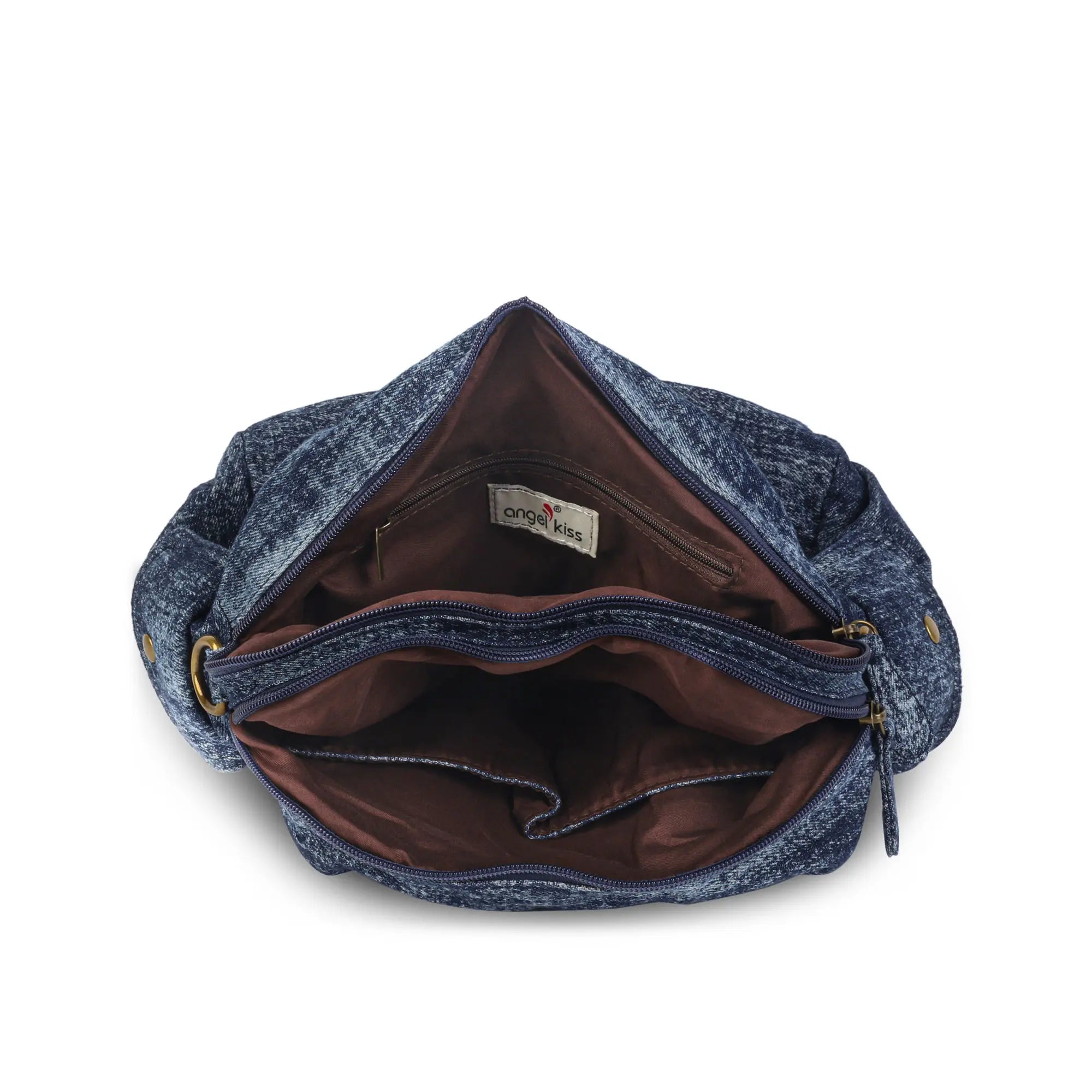 Multi-Pocket Soft Denim Tote Bag – Casual Everyday Shoulder Bag with Top Handles