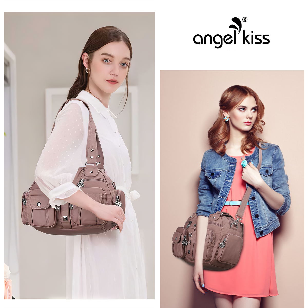 Soft Multi-Pocket Shoulder Bag with Adjustable Strap