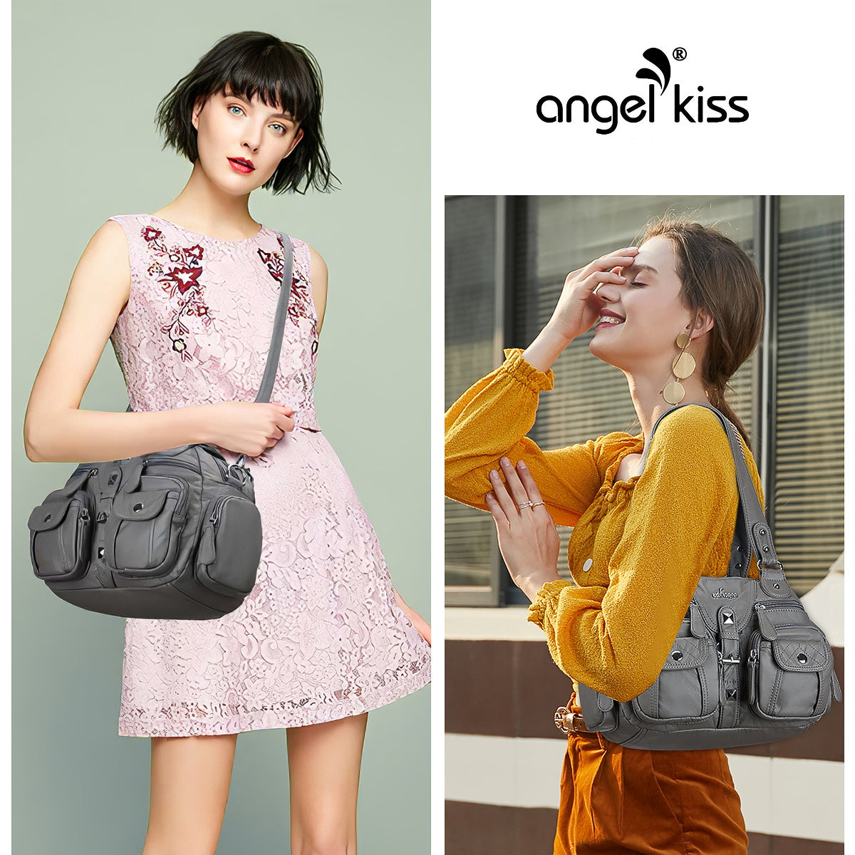 Soft Multi-Pocket Shoulder Bag with Adjustable Strap