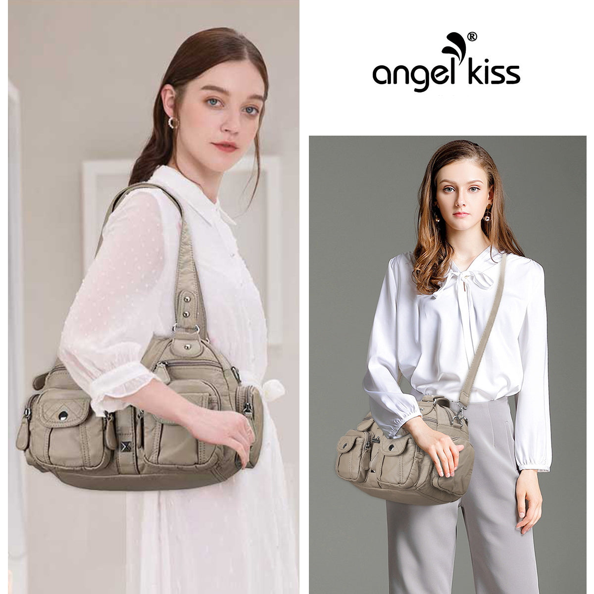 Soft Multi-Pocket Shoulder Bag with Adjustable Strap