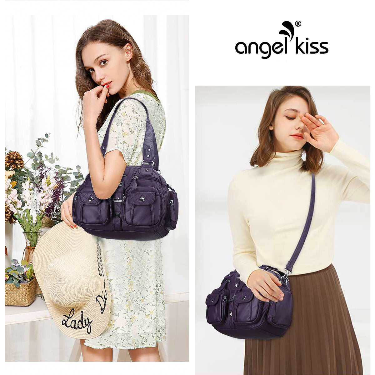 Soft Multi-Pocket Shoulder Bag with Adjustable Strap