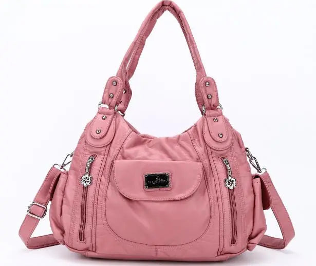 Women Handbag With High Quality Washed PU Multi Purpose Tote Bag