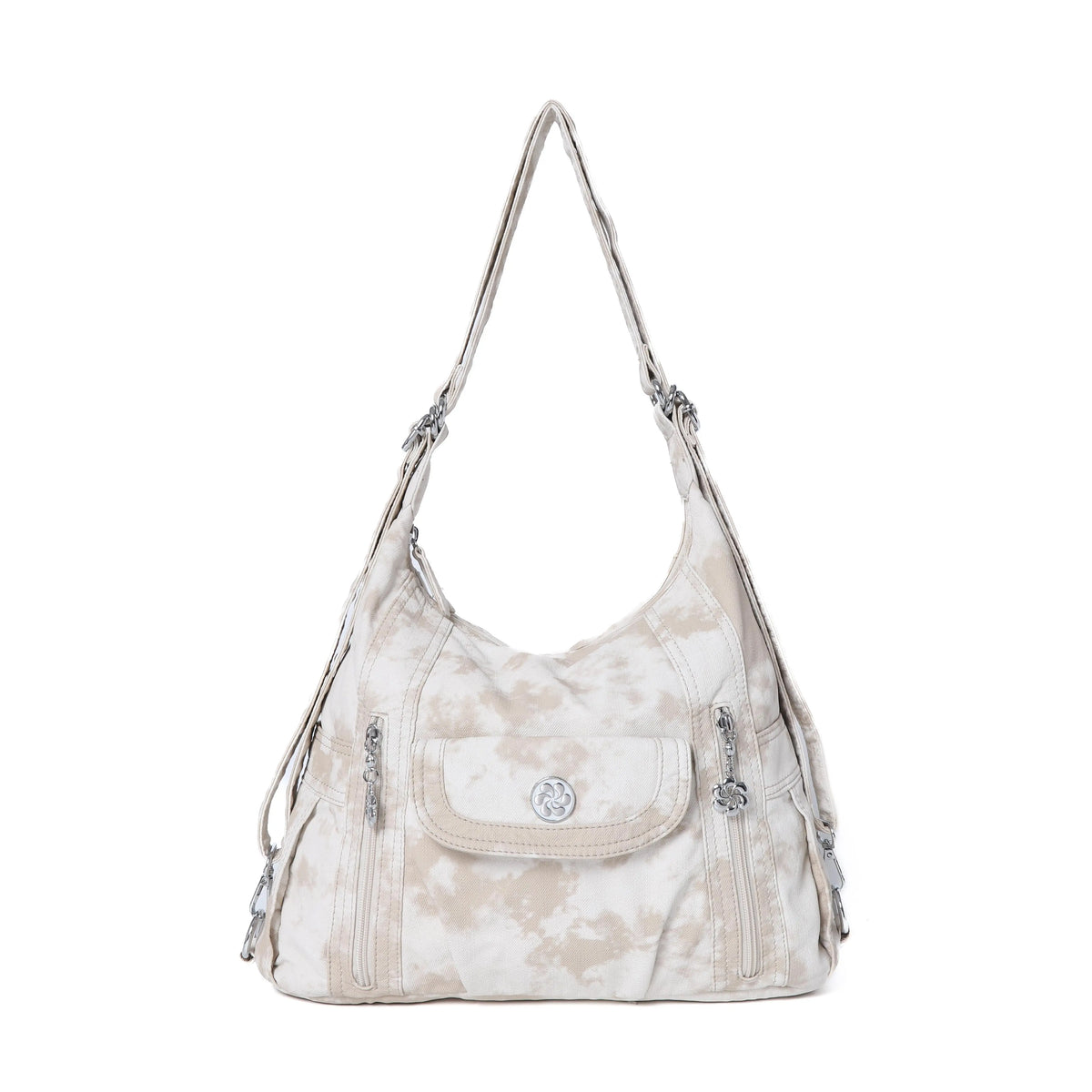 Washed-Effect Tie-Dye Hobo Shoulder Bag