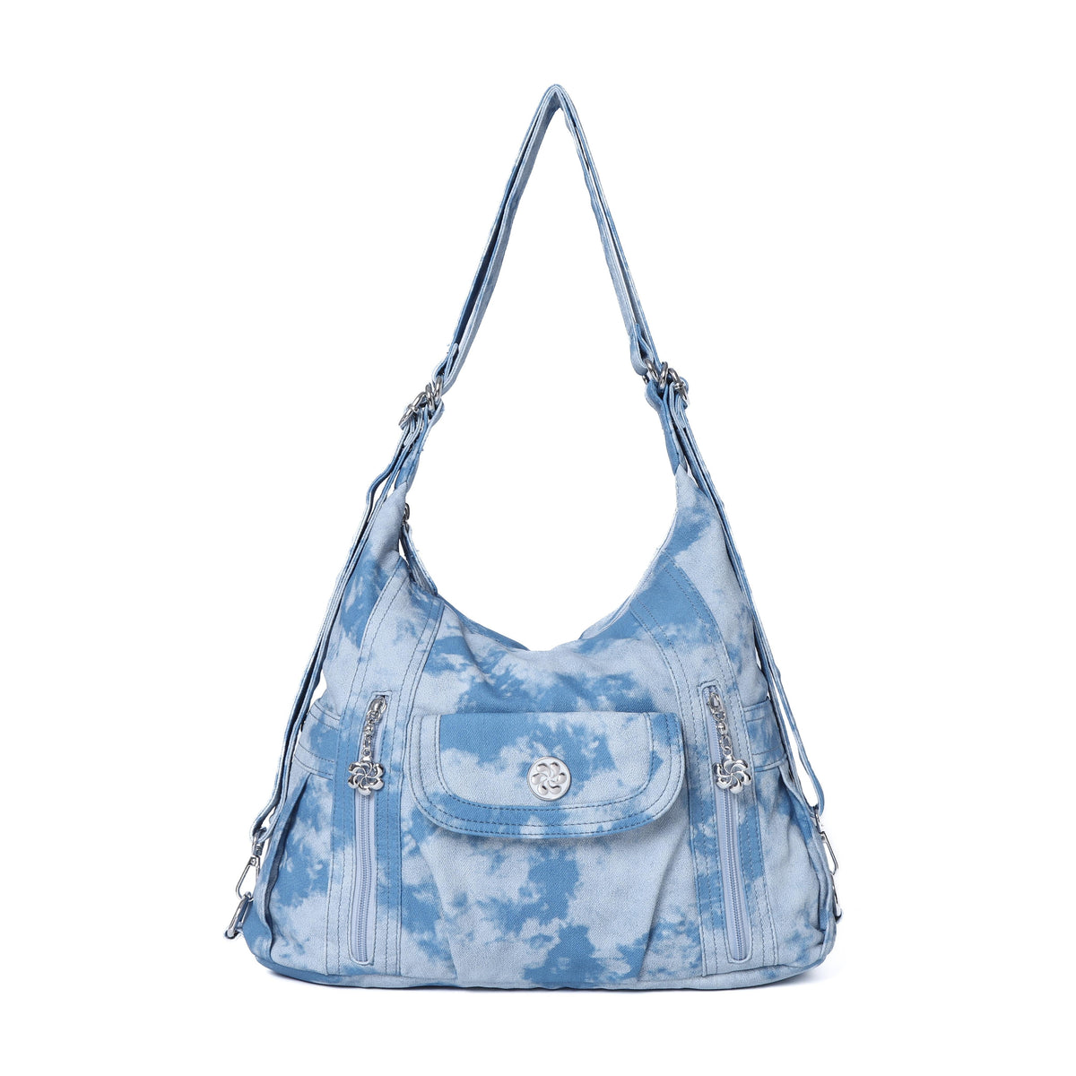 Washed-Effect Tie-Dye Hobo Shoulder Bag