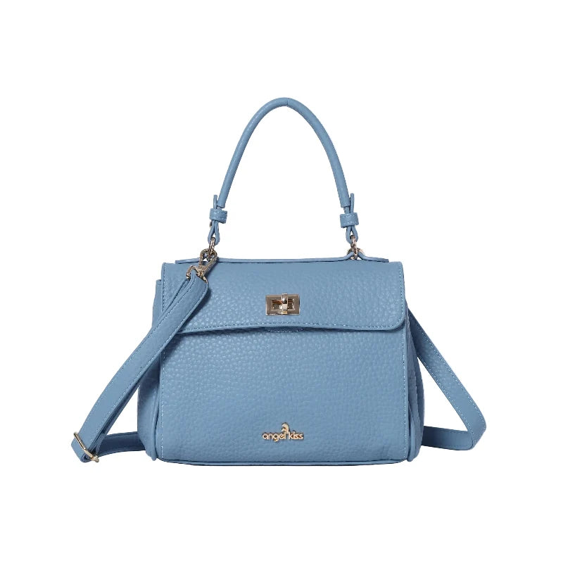Top Handle Crossbody Bag with Turn-Lock Closure