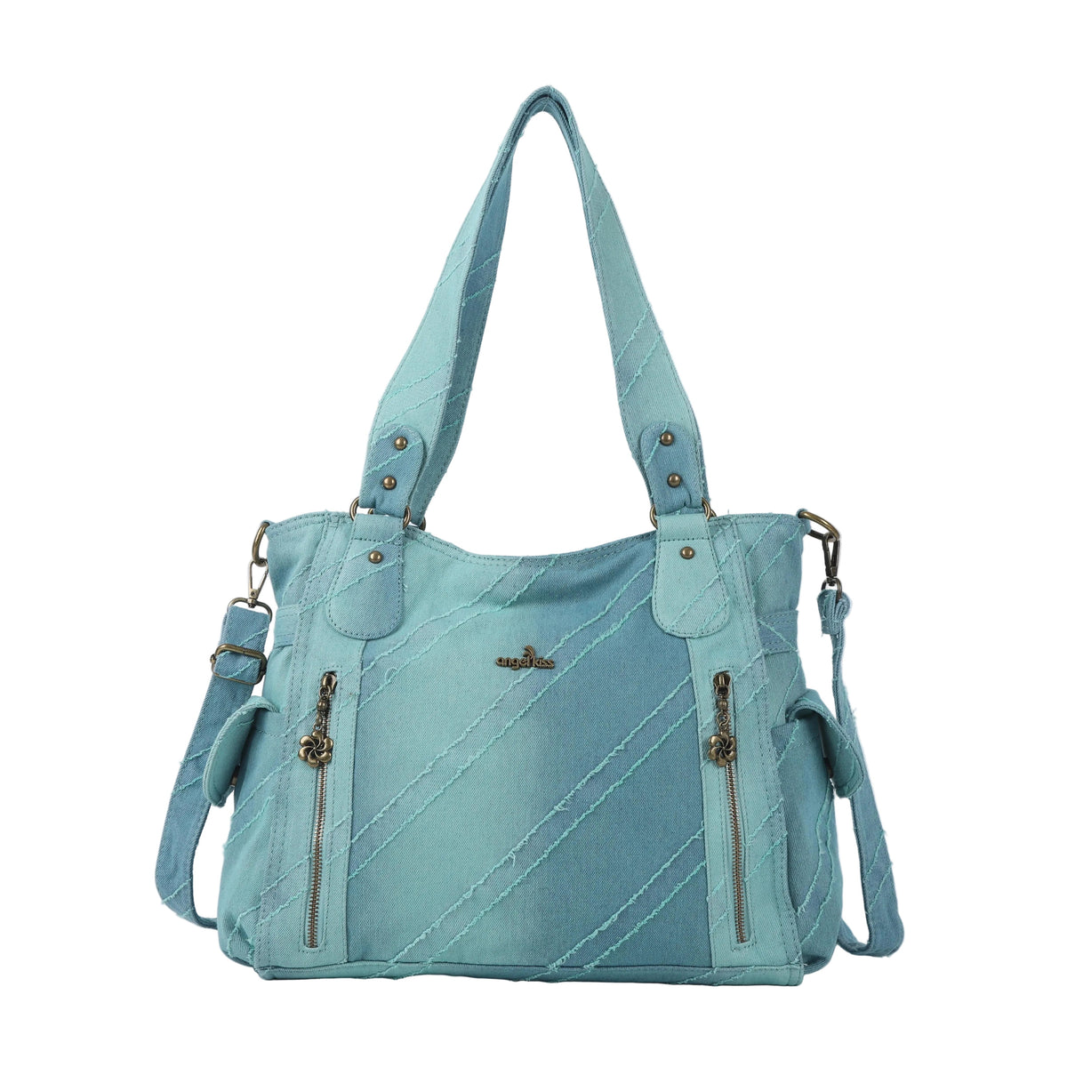 Multi-Zip Wide-Body Shoulder Bag with Adjustable Strap