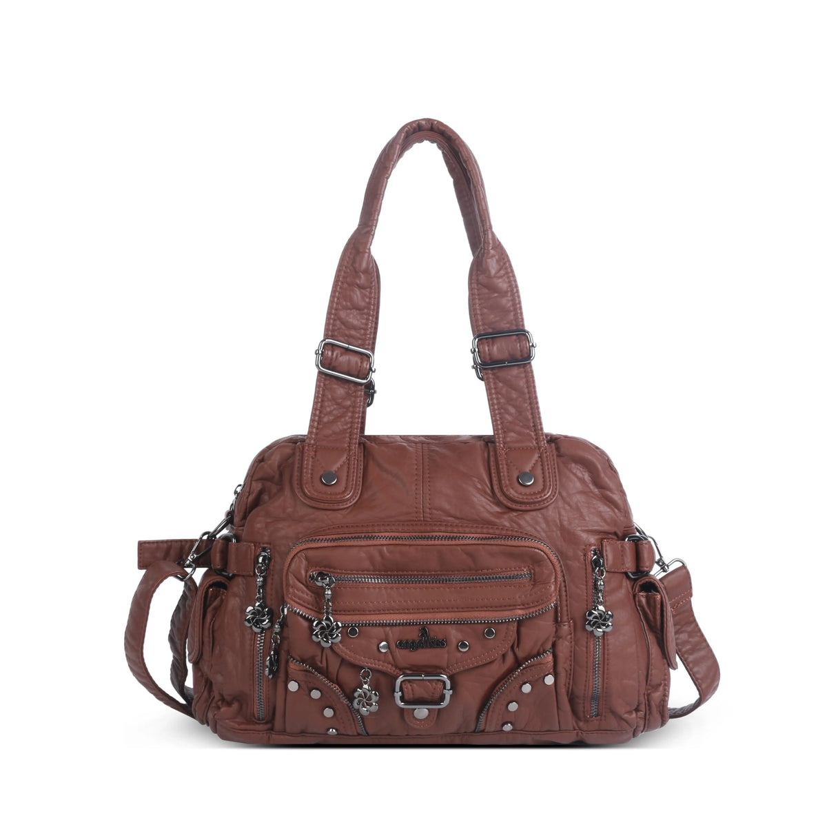Multi-Pocket Vintage Vegan Leather Tote – Classic Shoulder & Handbag for Women