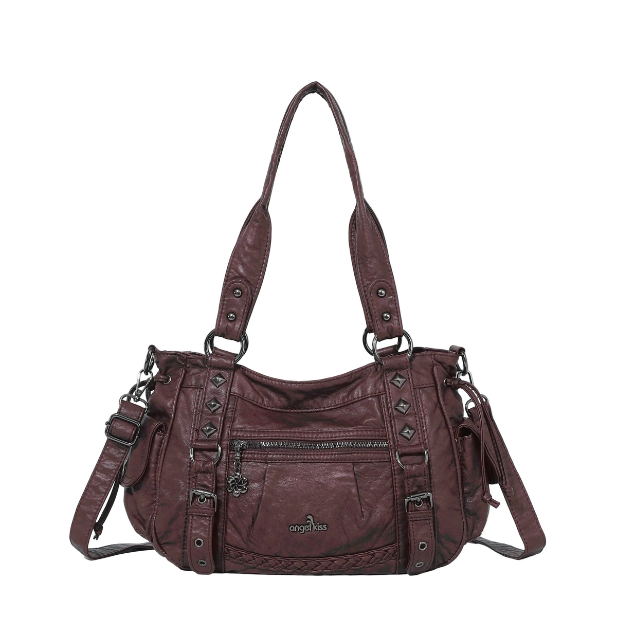 Vintage Studded Vegan Leather Everyday Bag | Custom Hardware