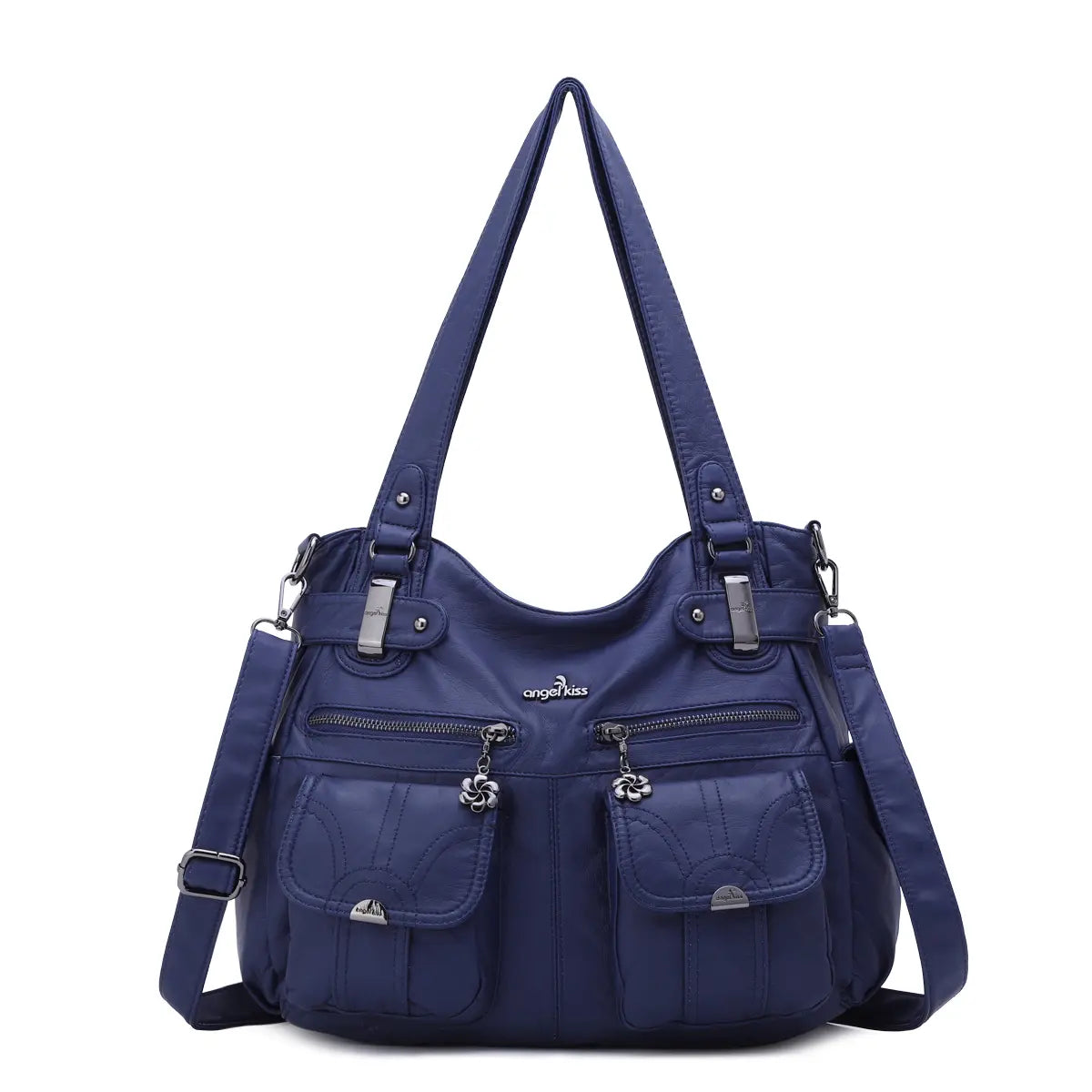 Textured Multi-Pocket Shoulder Bag
