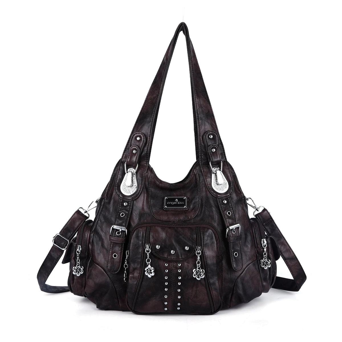 Tie-Dye Hobo Shoulder Bag with Rivet Strap Details
