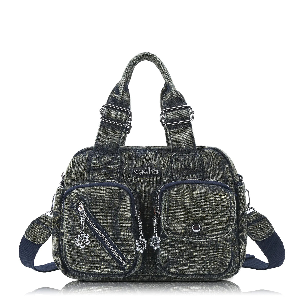 Vintage Green Handbag & Wallet Set|Large Capacity Tote for Women