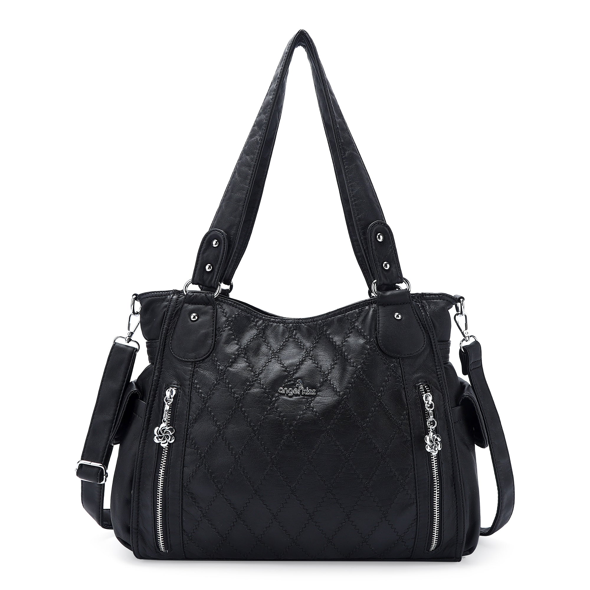 Large Multi-Pocket Shoulder Bag with Adjustable Strap