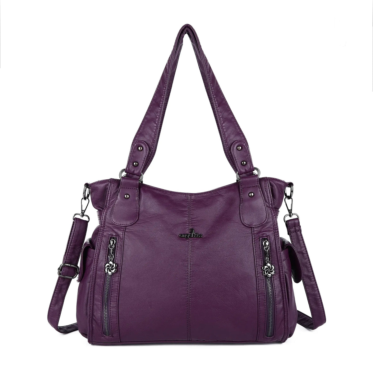 Large Multi-Pocket Shoulder Bag with Adjustable Strap