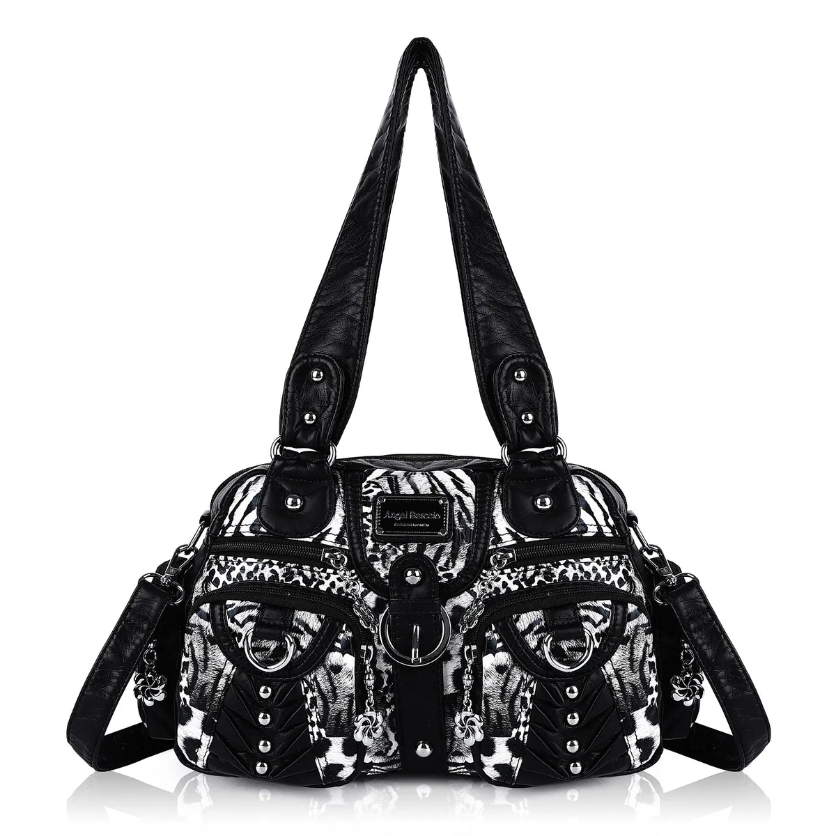 Fashion Multi-Pocket Compartment Leopard Print Handbag