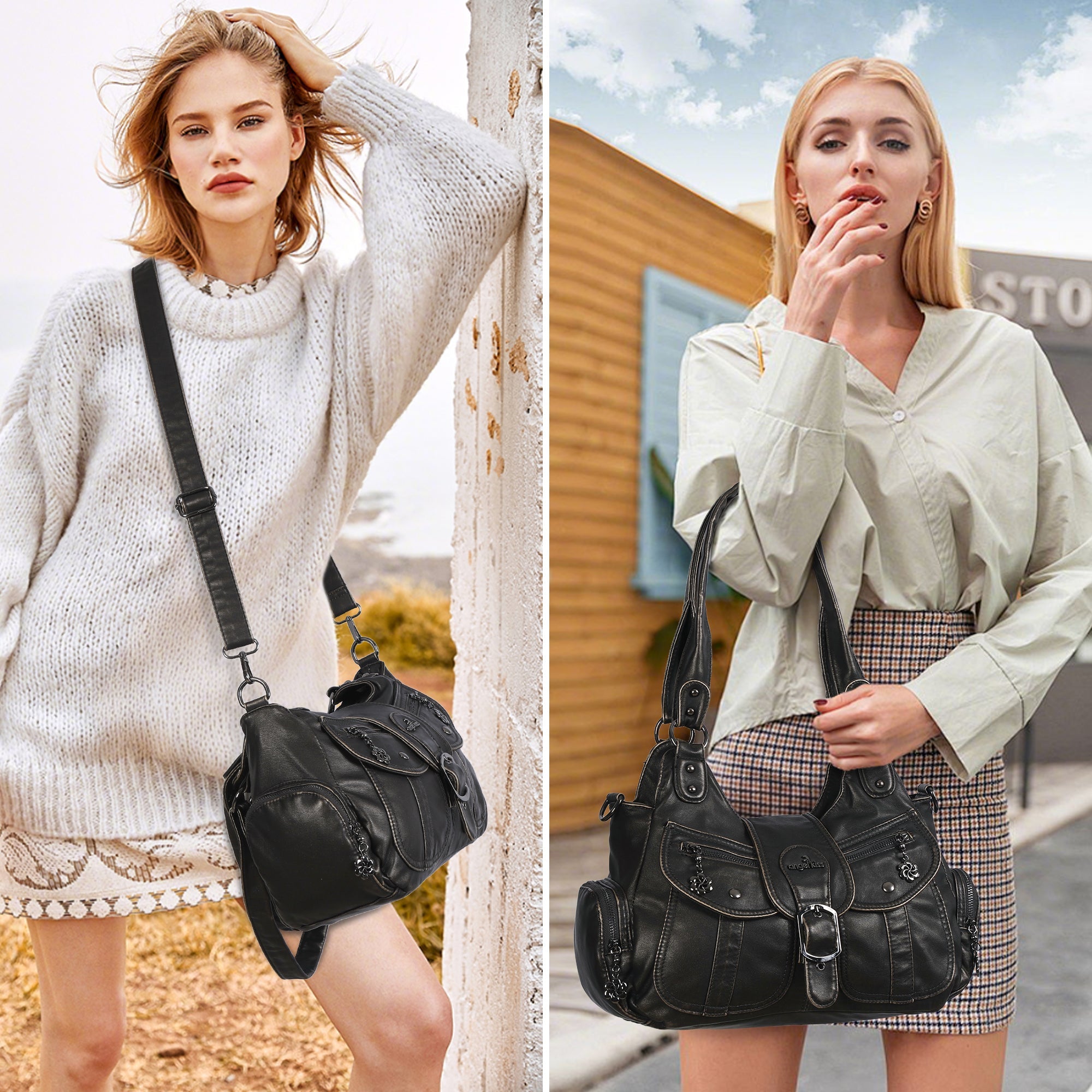 Women's Retro Fashion Multi-compartment Large Capacity Hobo Bag