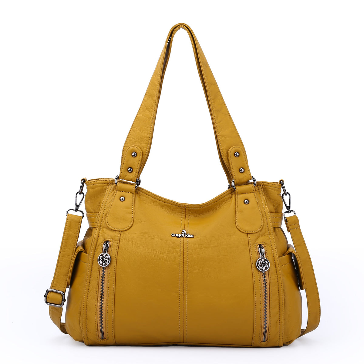 Large Multi-Pocket Shoulder Bag with Adjustable Strap