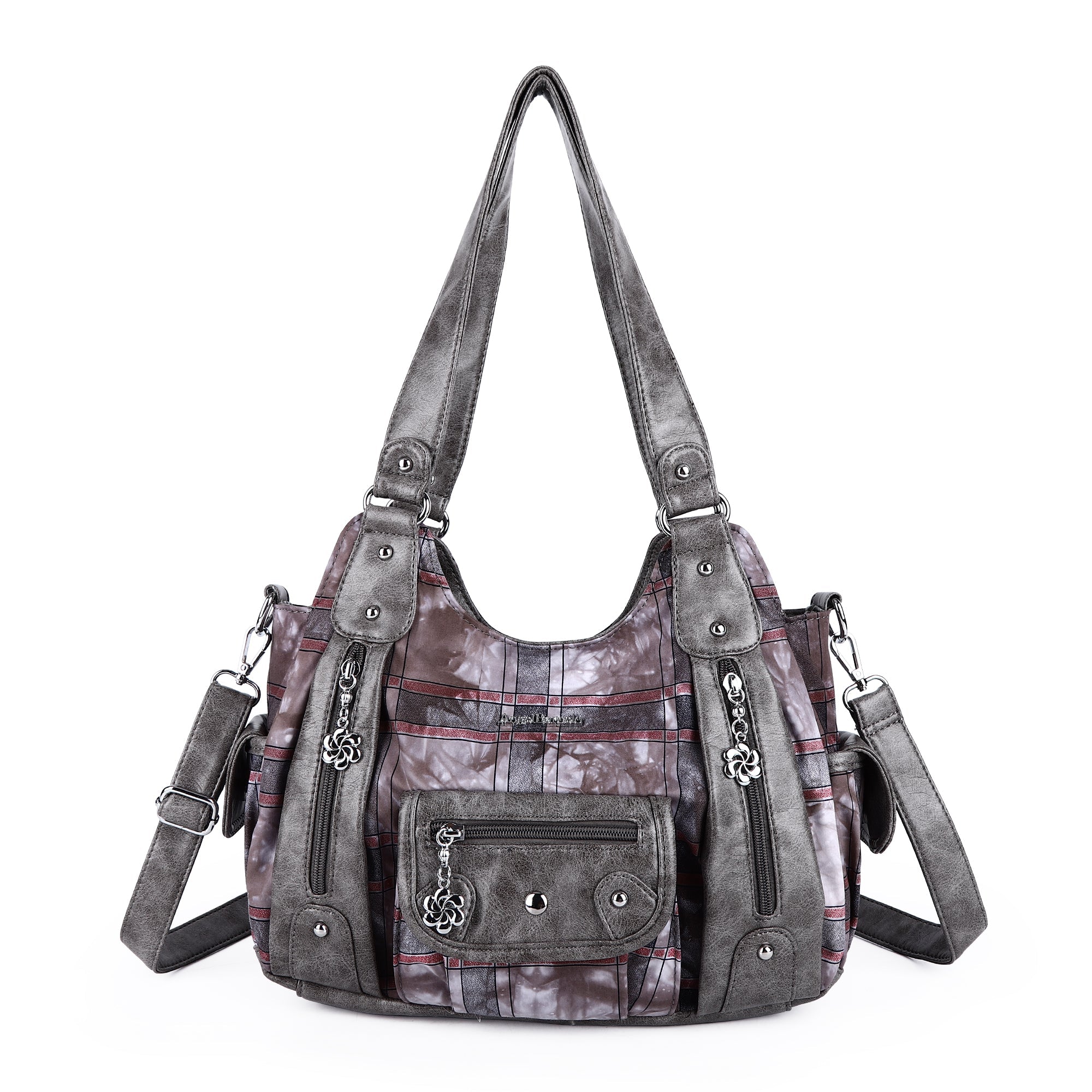 Multi-Print Patchwork Shoulder Crossbody Bag with Wide Straps
