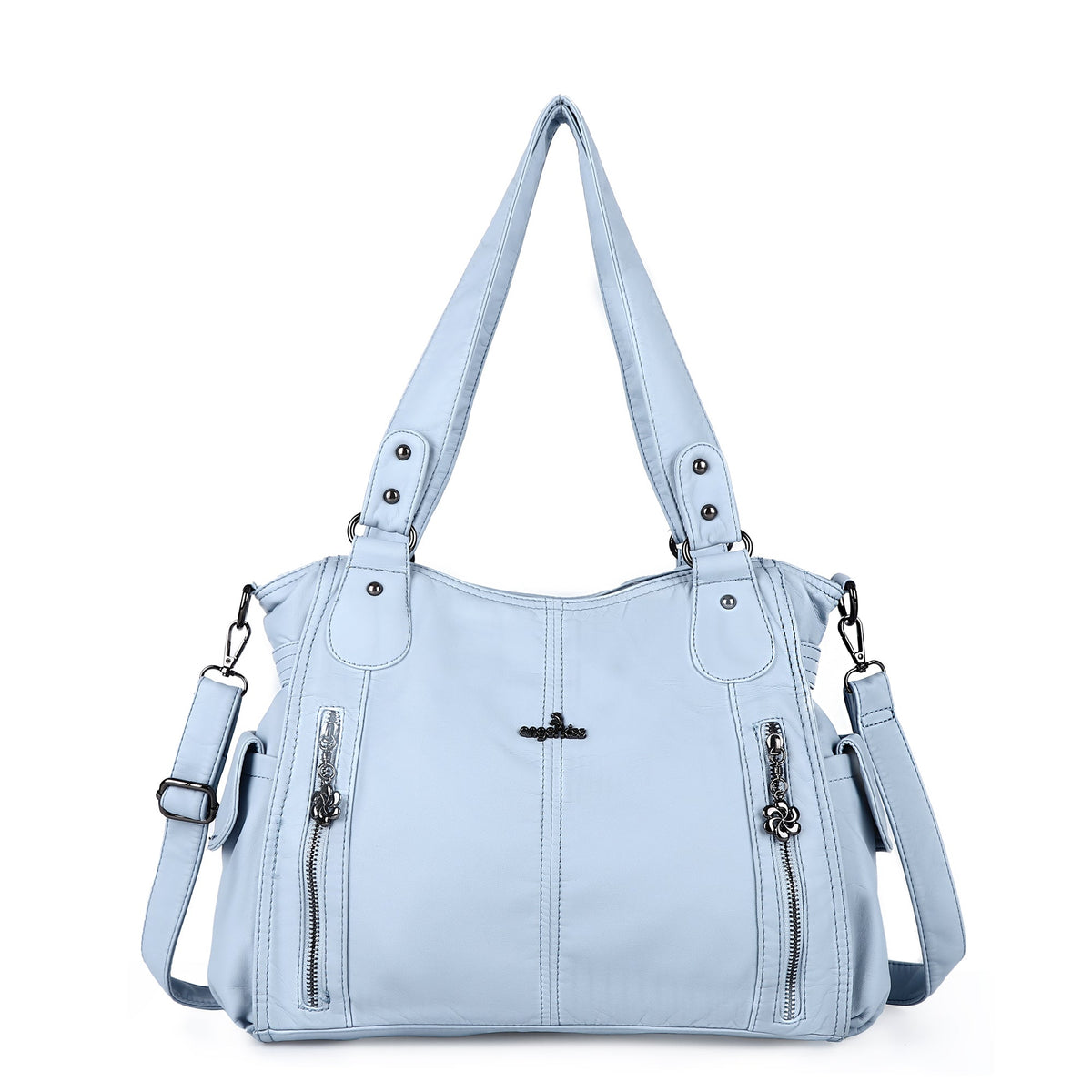 Large Multi-Pocket Shoulder Bag with Adjustable Strap