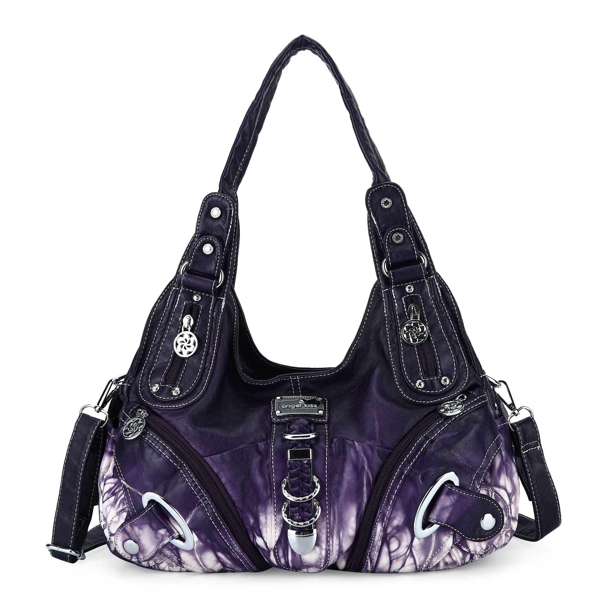 Vintage Large Capacity Multi-Pocket Hobo Shoulder Bag with Rivet Details