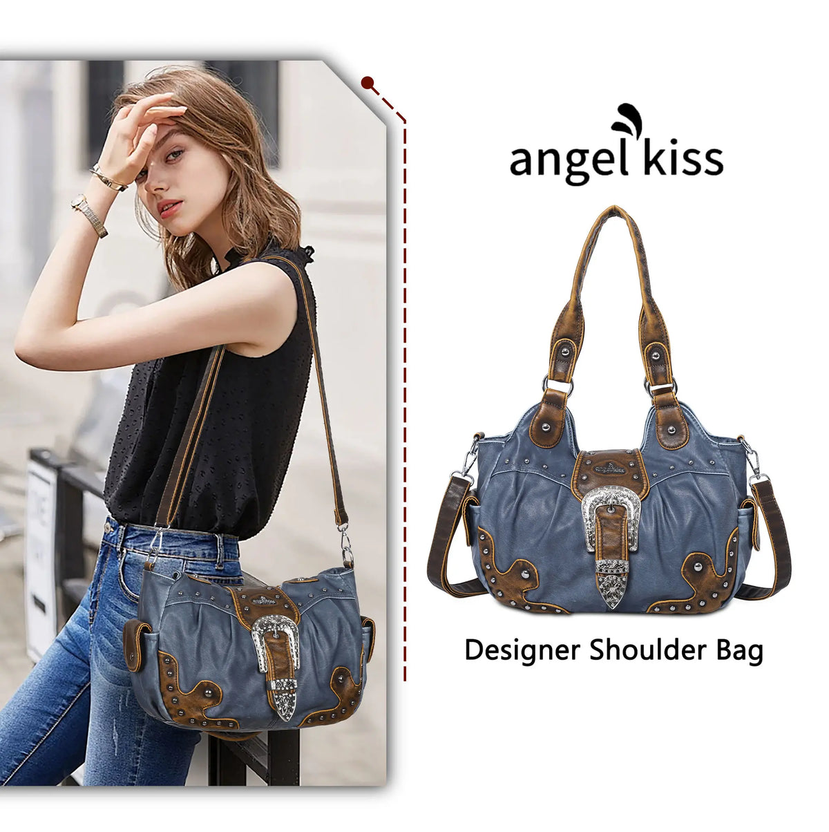 Everyday Hobo Shoulder Bag with Contrast Trim Details