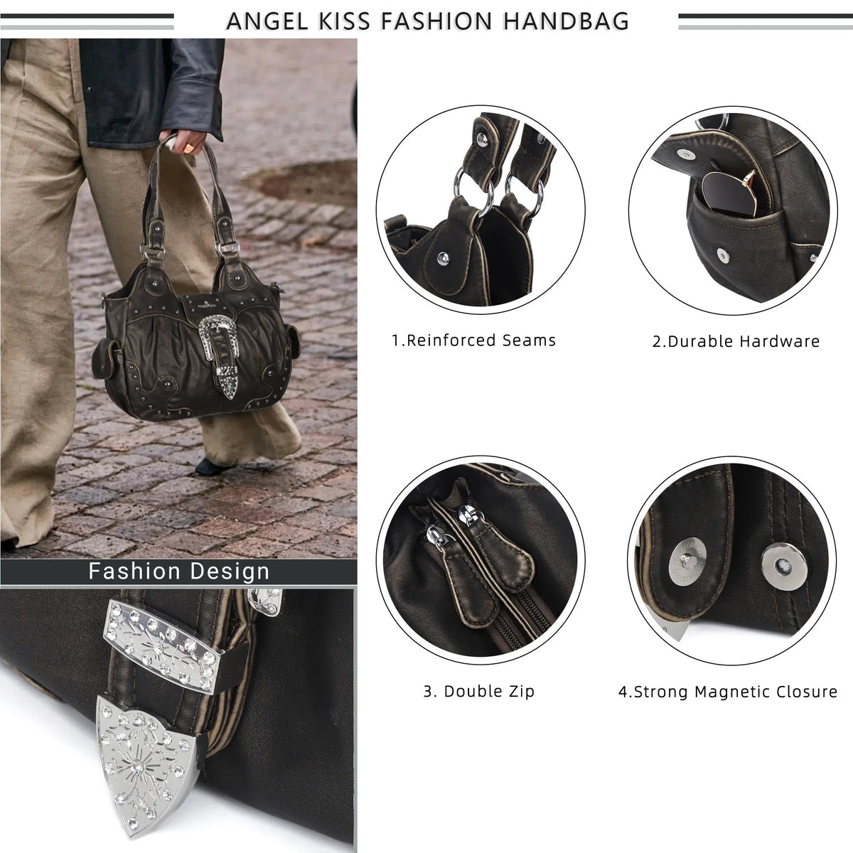 Everyday Hobo Shoulder Bag with Contrast Trim Details
