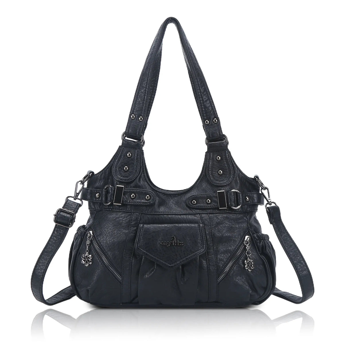 Multi-Pocket Vegan Leather Tote Crossbody Bag | 5 Colors Available