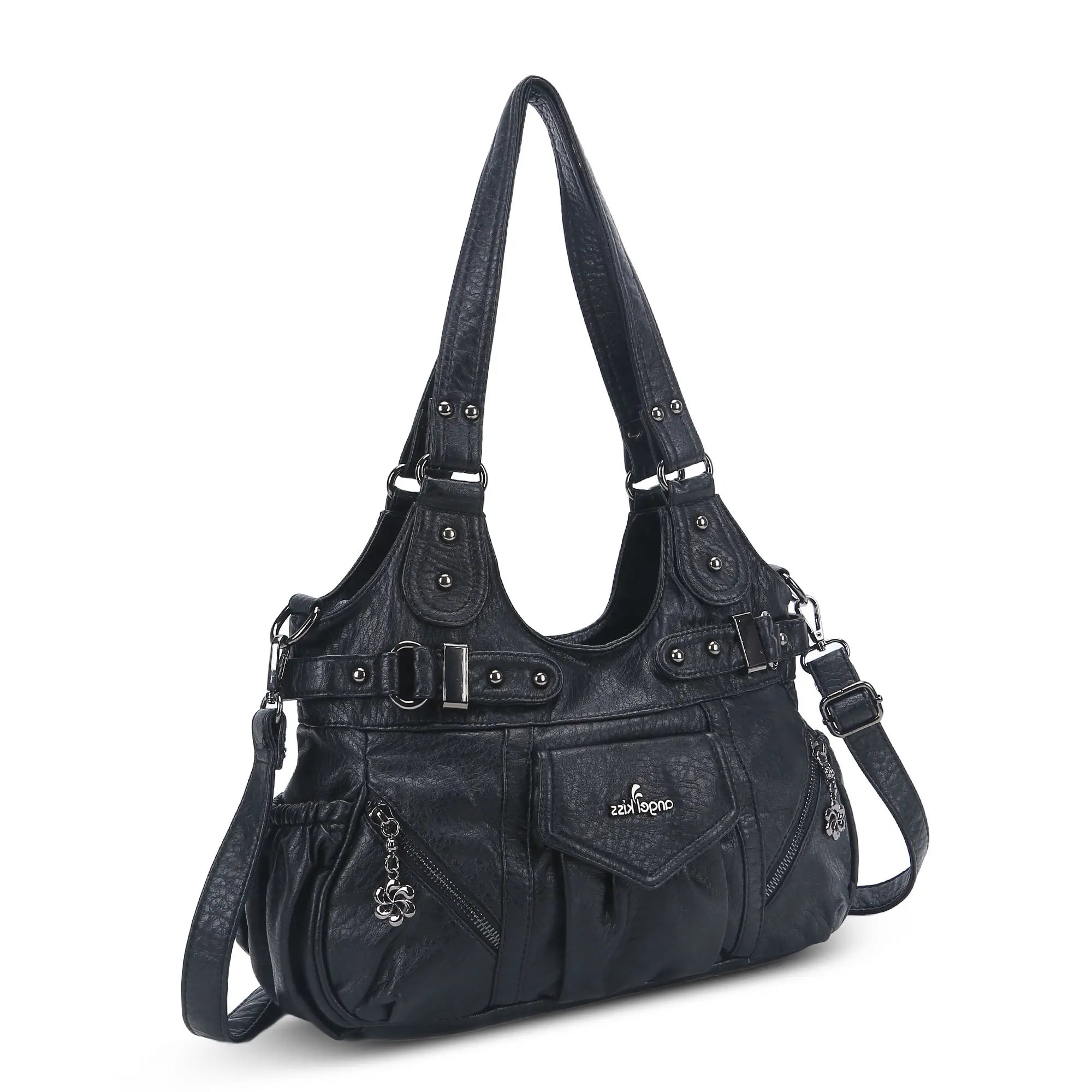 Multi-Pocket Vegan Leather Tote Crossbody Bag | 5 Colors Available