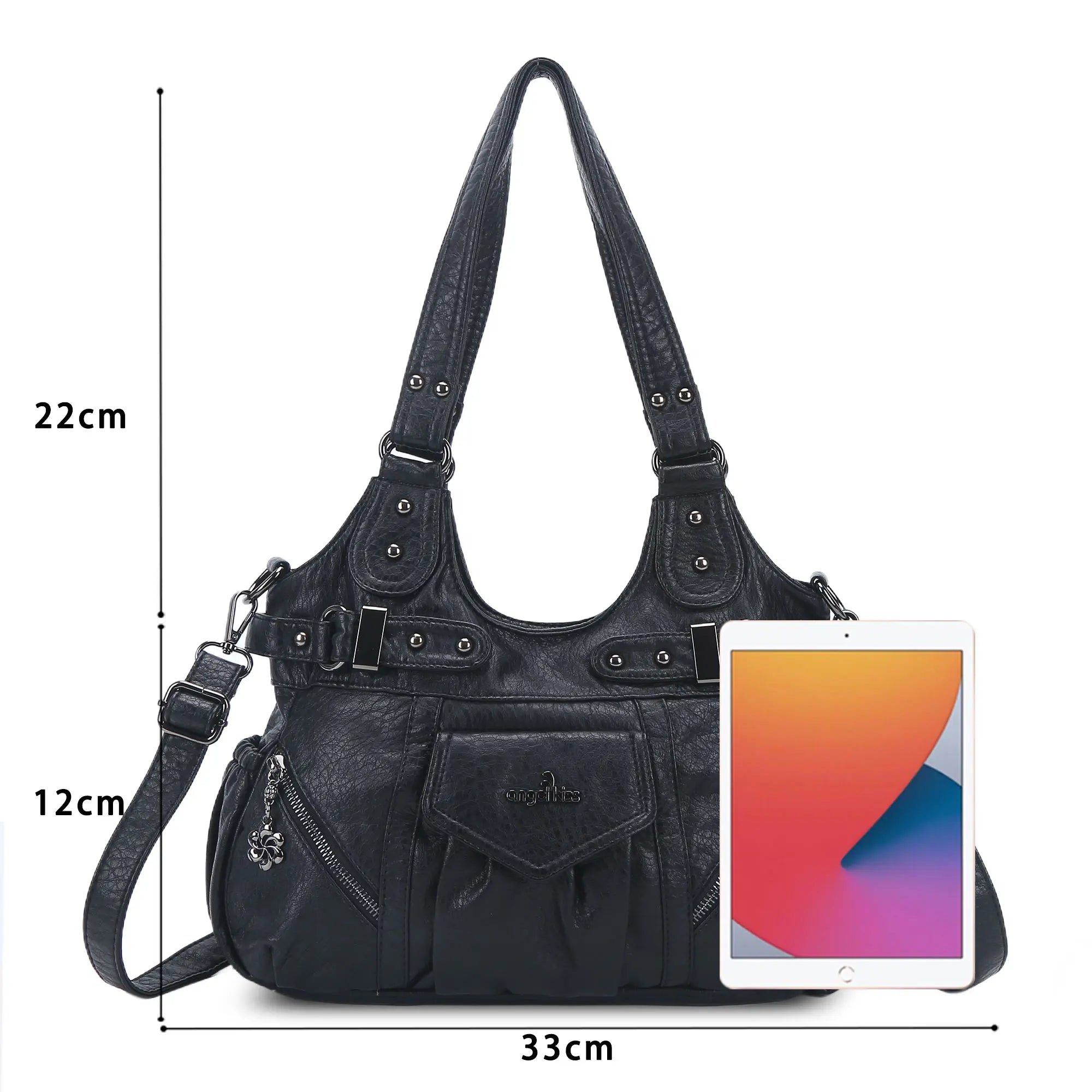 Multi-Pocket Vegan Leather Tote Crossbody Bag | 5 Colors Available