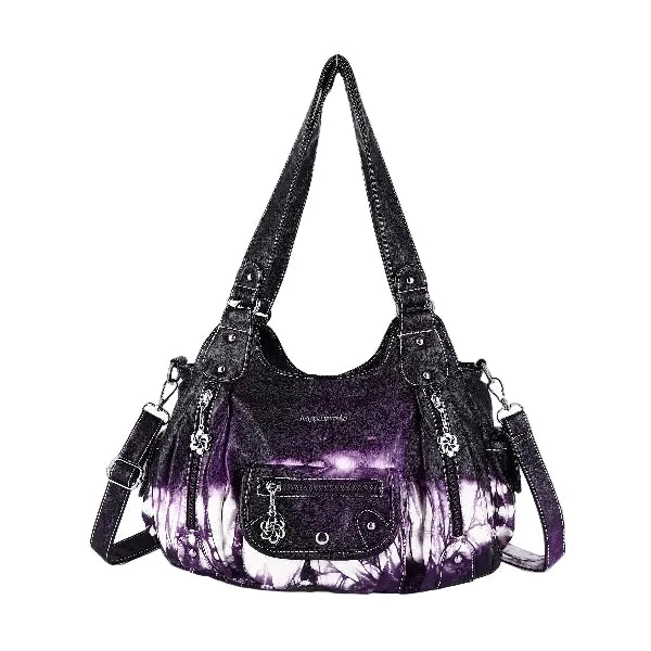 Multi-Print Patchwork Shoulder Crossbody Bag with Wide Straps
