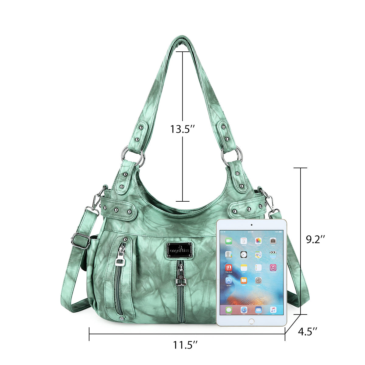 Washed Multi-Zip Hobo Shoulder Bag