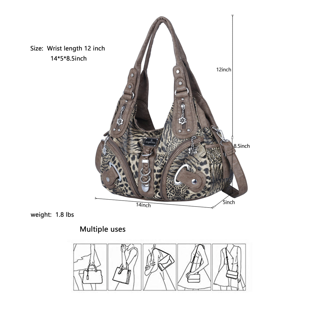 Large Capacity Multi-Functional Leopard Print Shoulder Bag