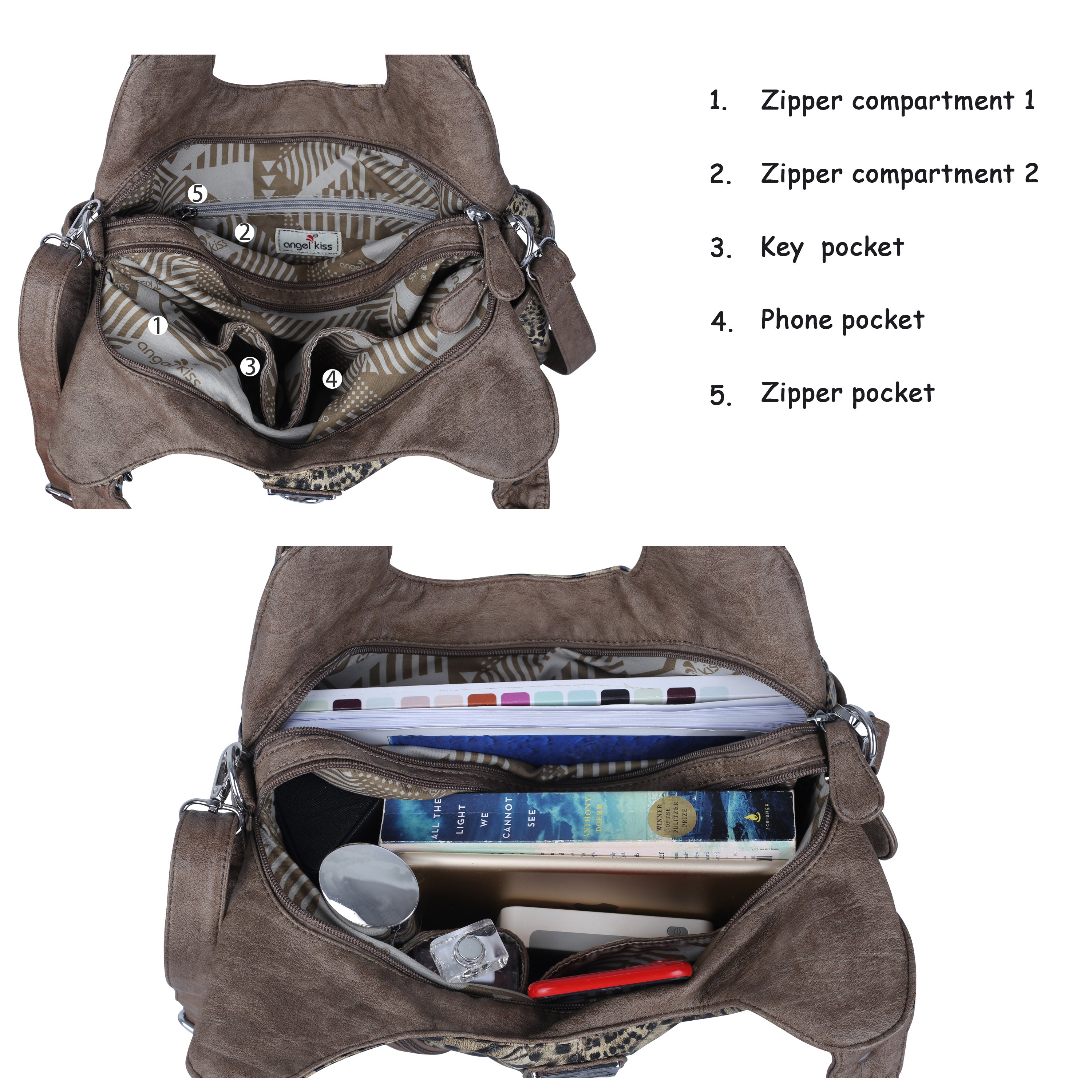 Large Capacity Multi-Functional Leopard Print Shoulder Bag