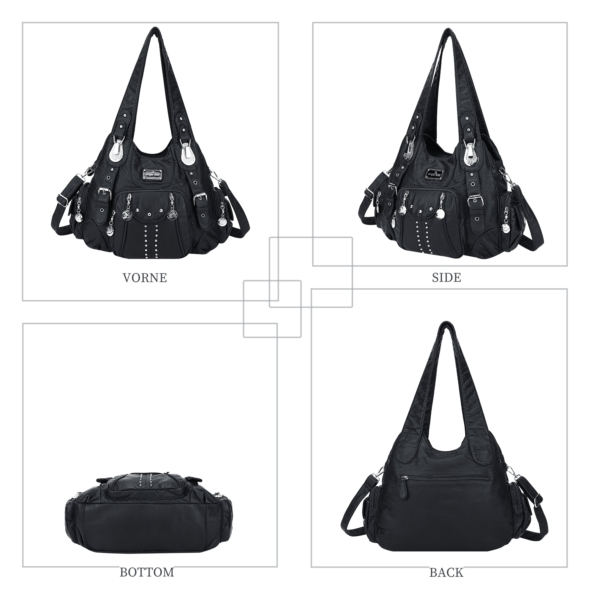 Structured Eco-Friendly Shoulder & Crossbody Bag with Multi-Pockets