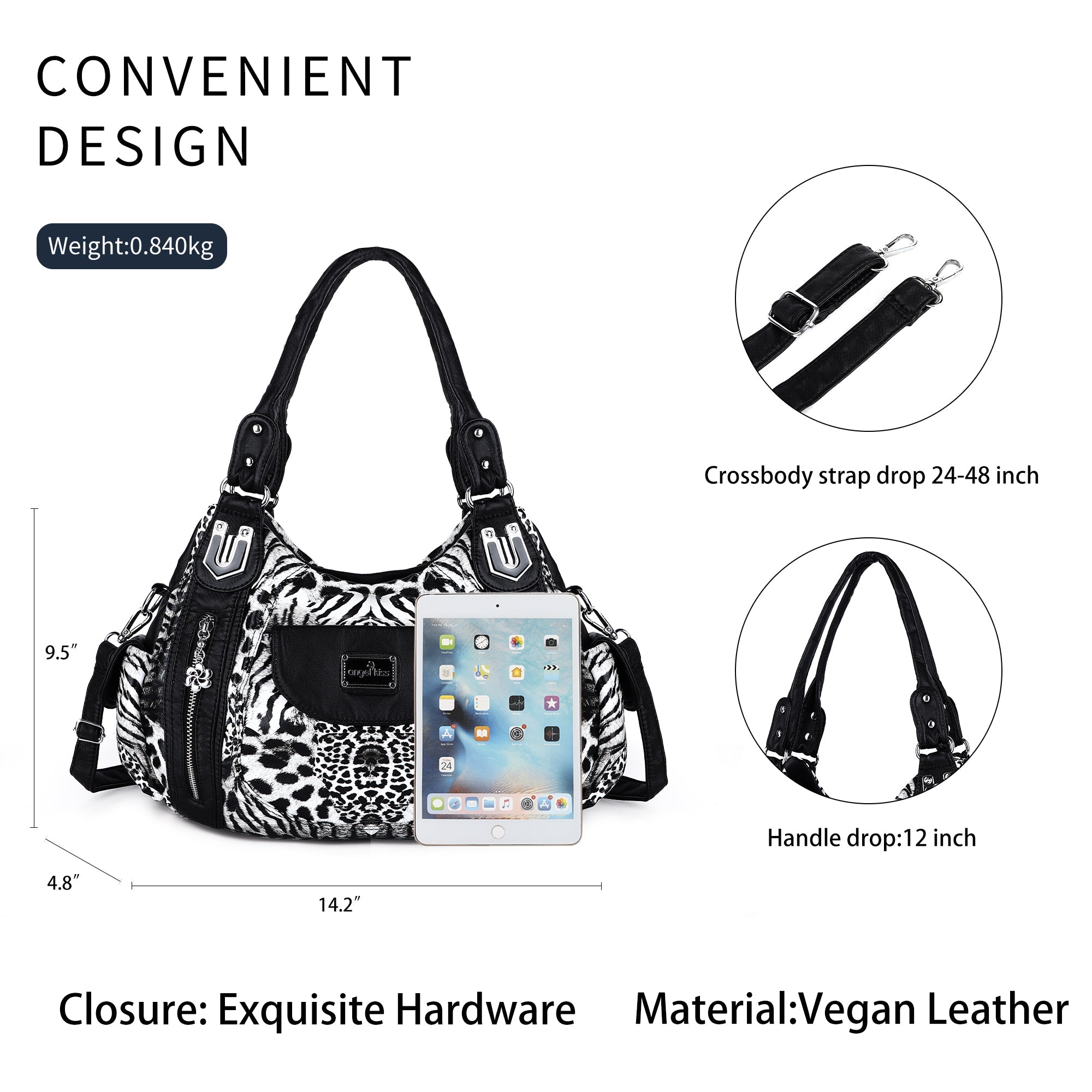 Women Handbag With High Quality Washed PU Multi-function Bag