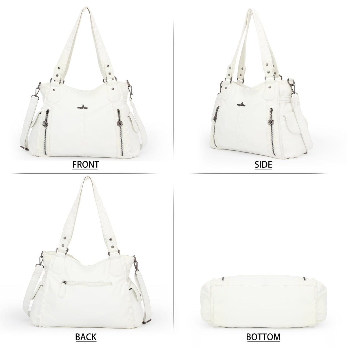 Large Multi-Pocket Shoulder Bag with Adjustable Strap