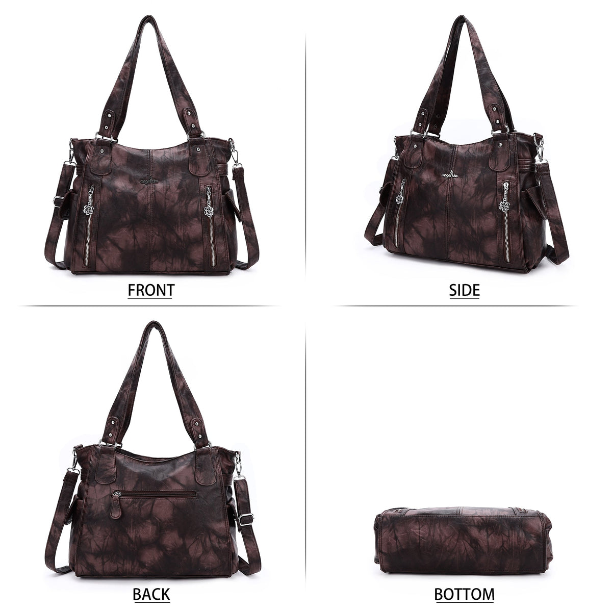 Large Tie-Dye Multi-Pocket Shoulder Bag