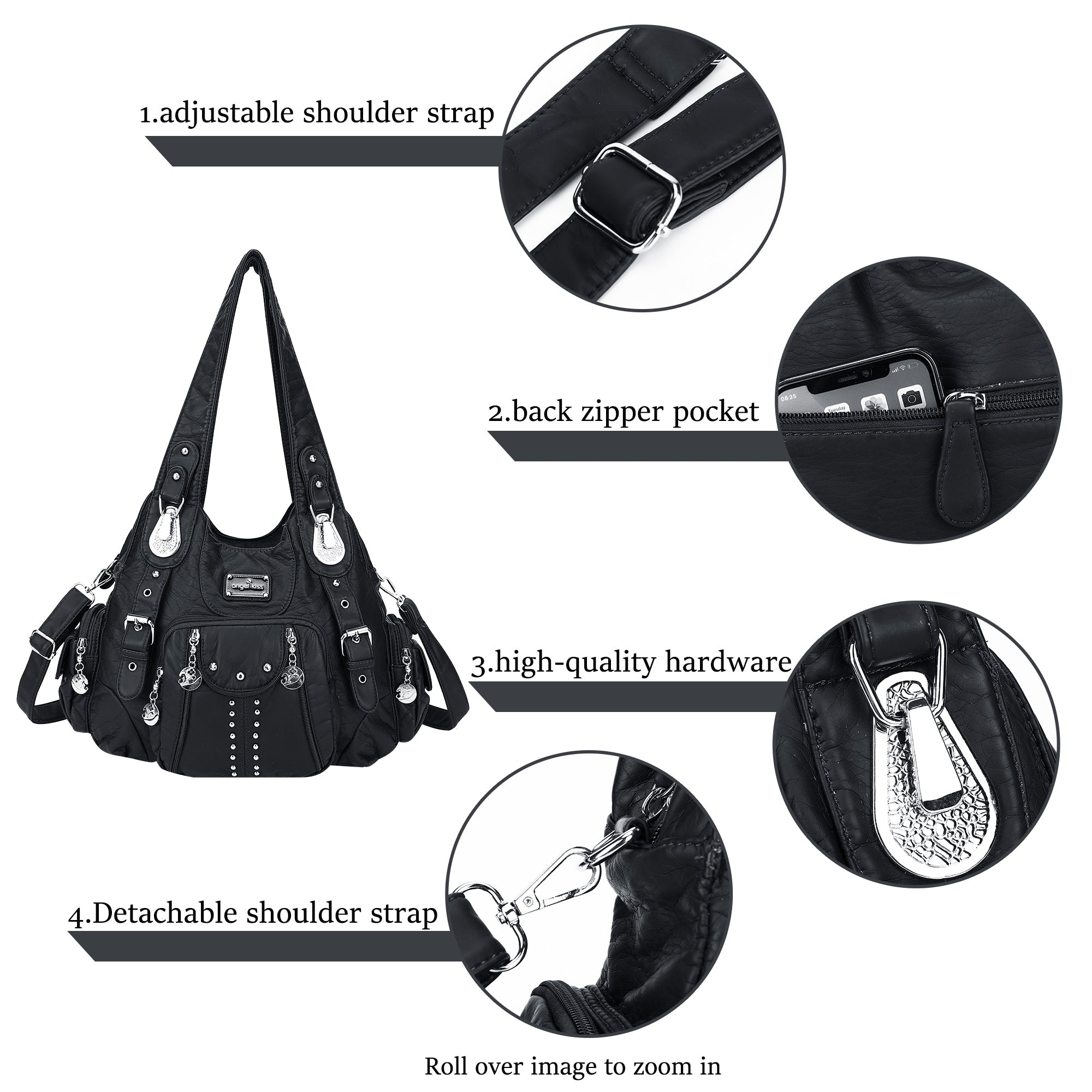 Structured Eco-Friendly Shoulder & Crossbody Bag with Multi-Pockets