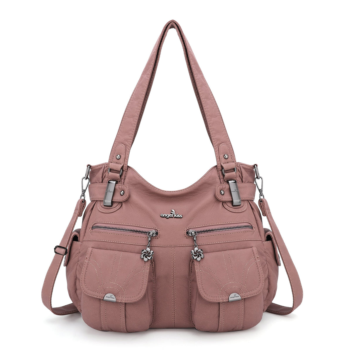 Textured Multi-Pocket Shoulder Bag