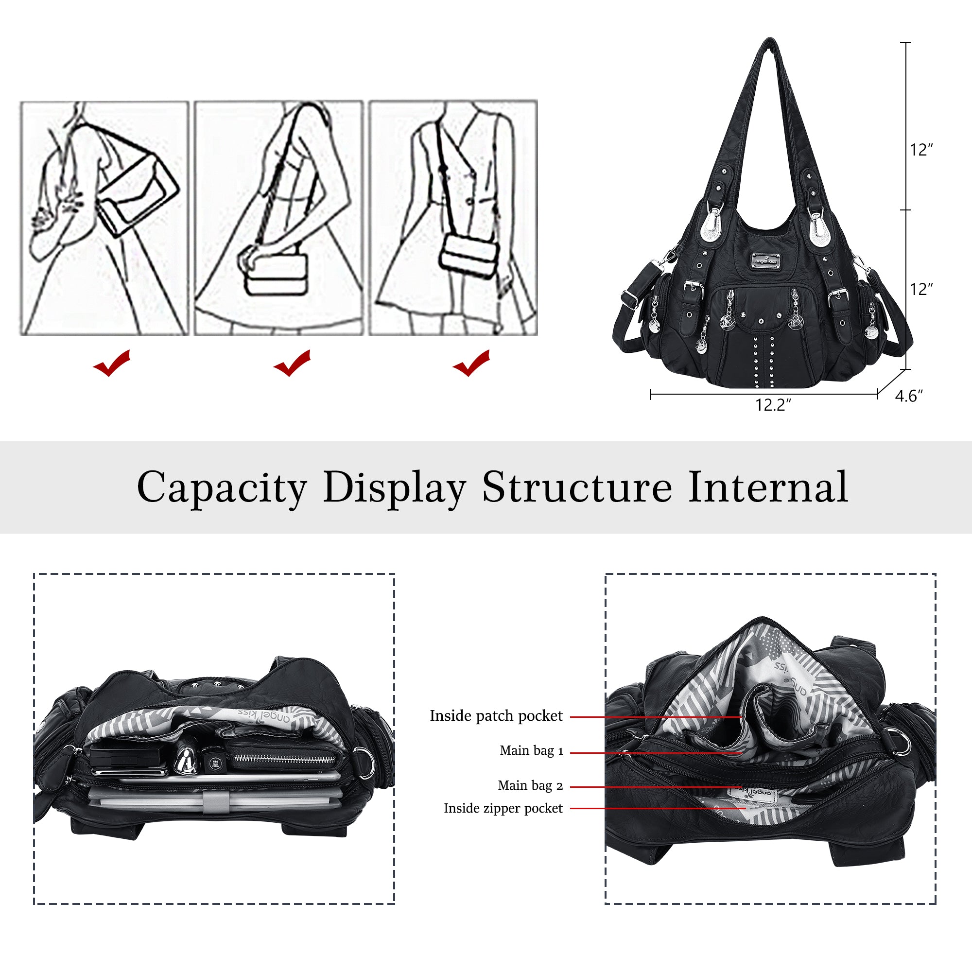 Structured Eco-Friendly Shoulder & Crossbody Bag with Multi-Pockets