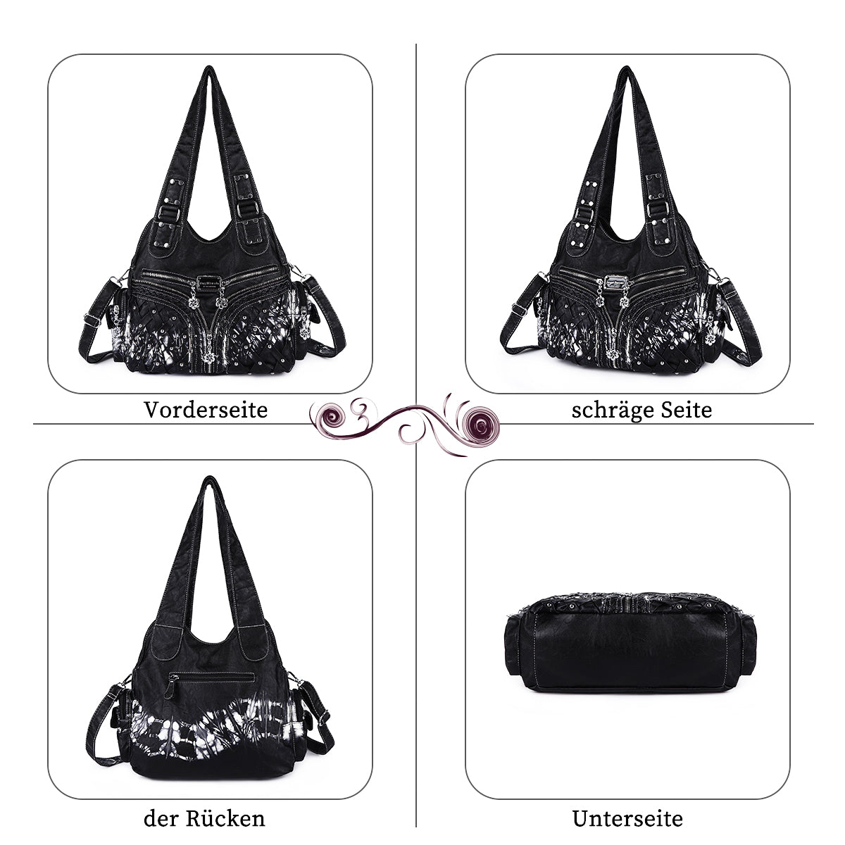 Handmade Women Hobo Bag – Washed PU Leather Tie-Dye & Multi-Functional