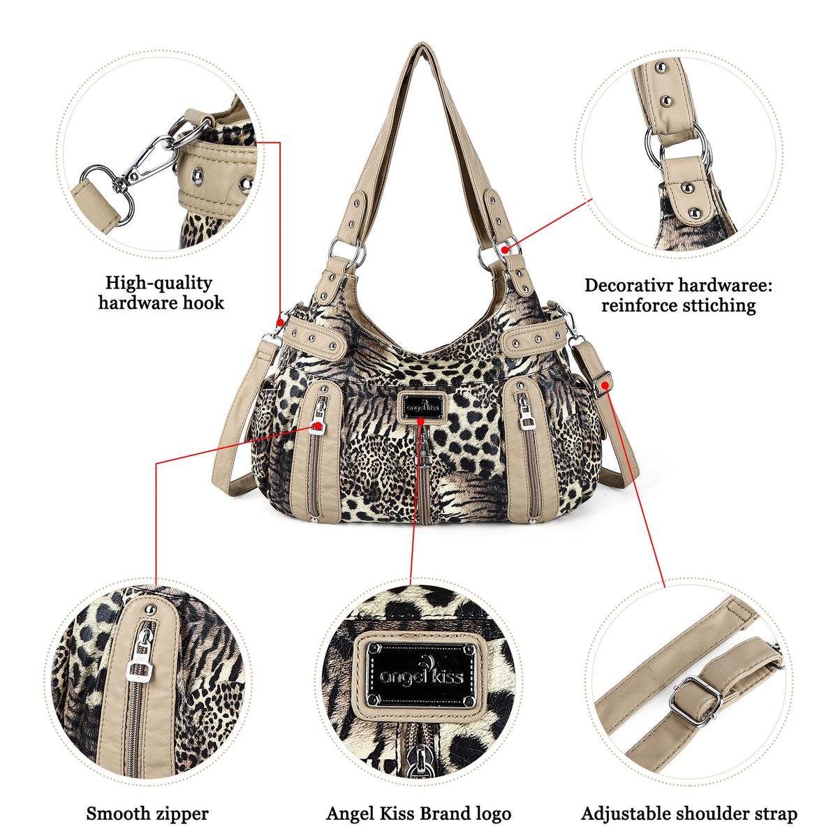 Fashion Large Capacity Leopard Print Shoulder Hobo Bag