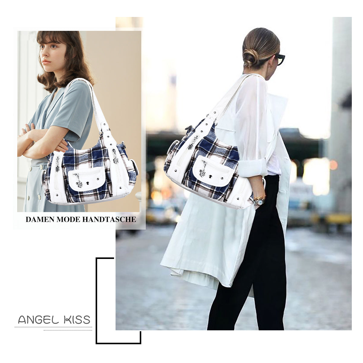Multi-Print Patchwork Shoulder Crossbody Bag with Wide Straps