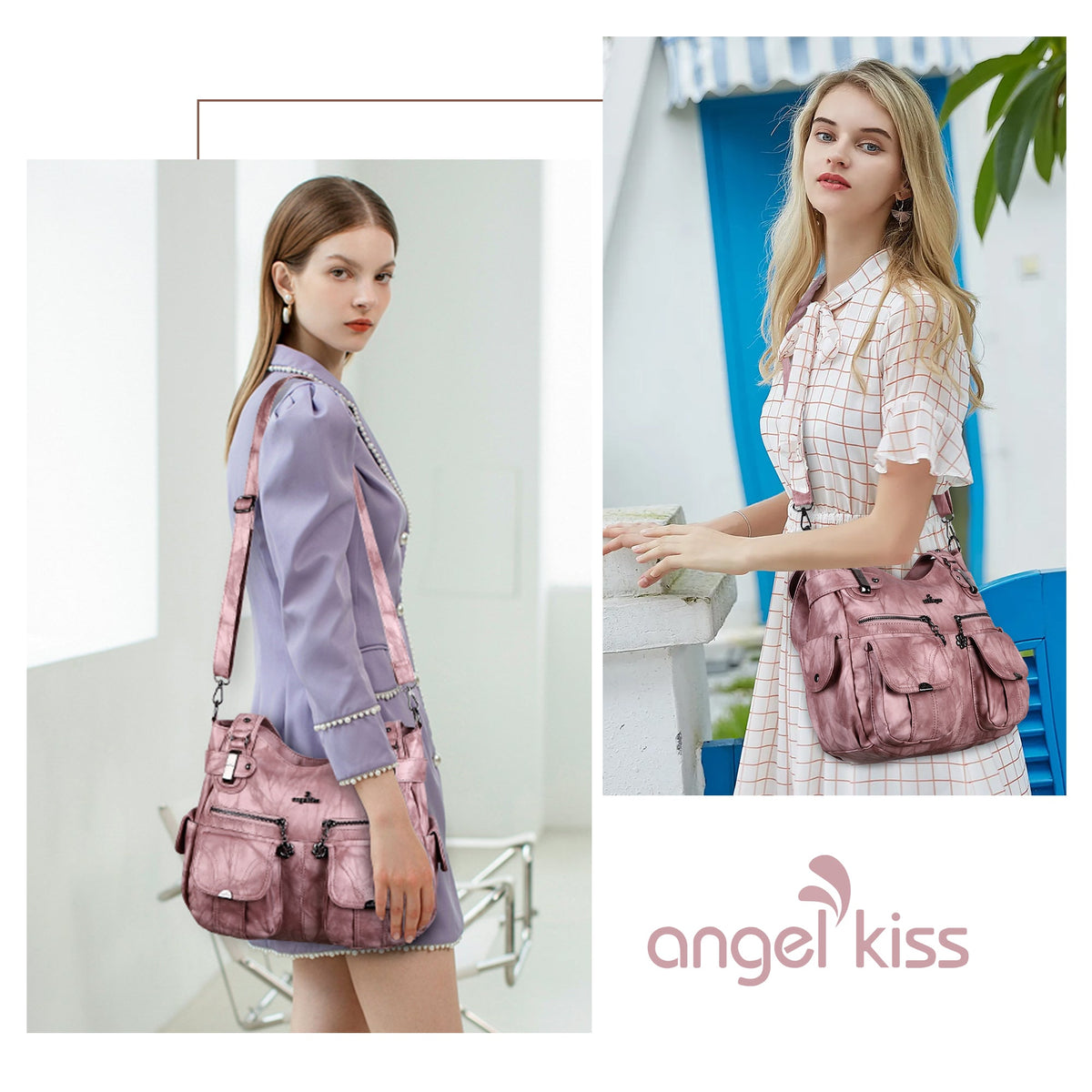 Tie-Dye Washed Vegan Leather Multi-Pocket Hobo Bag
