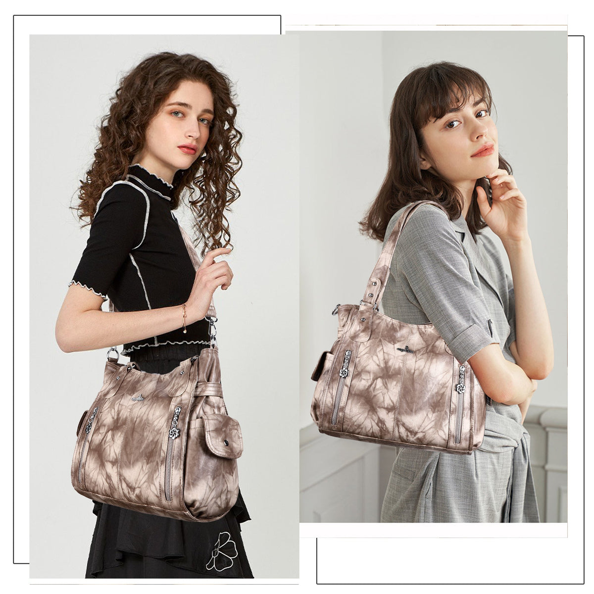 Large Tie-Dye Multi-Pocket Shoulder Bag