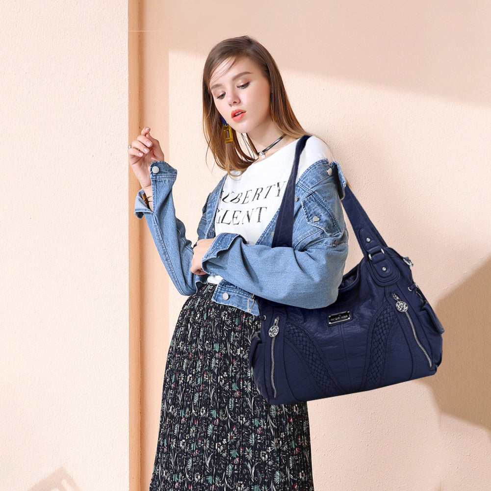 Washed Large Capacity Daily Women Waterproof Unique Hobo Handbag