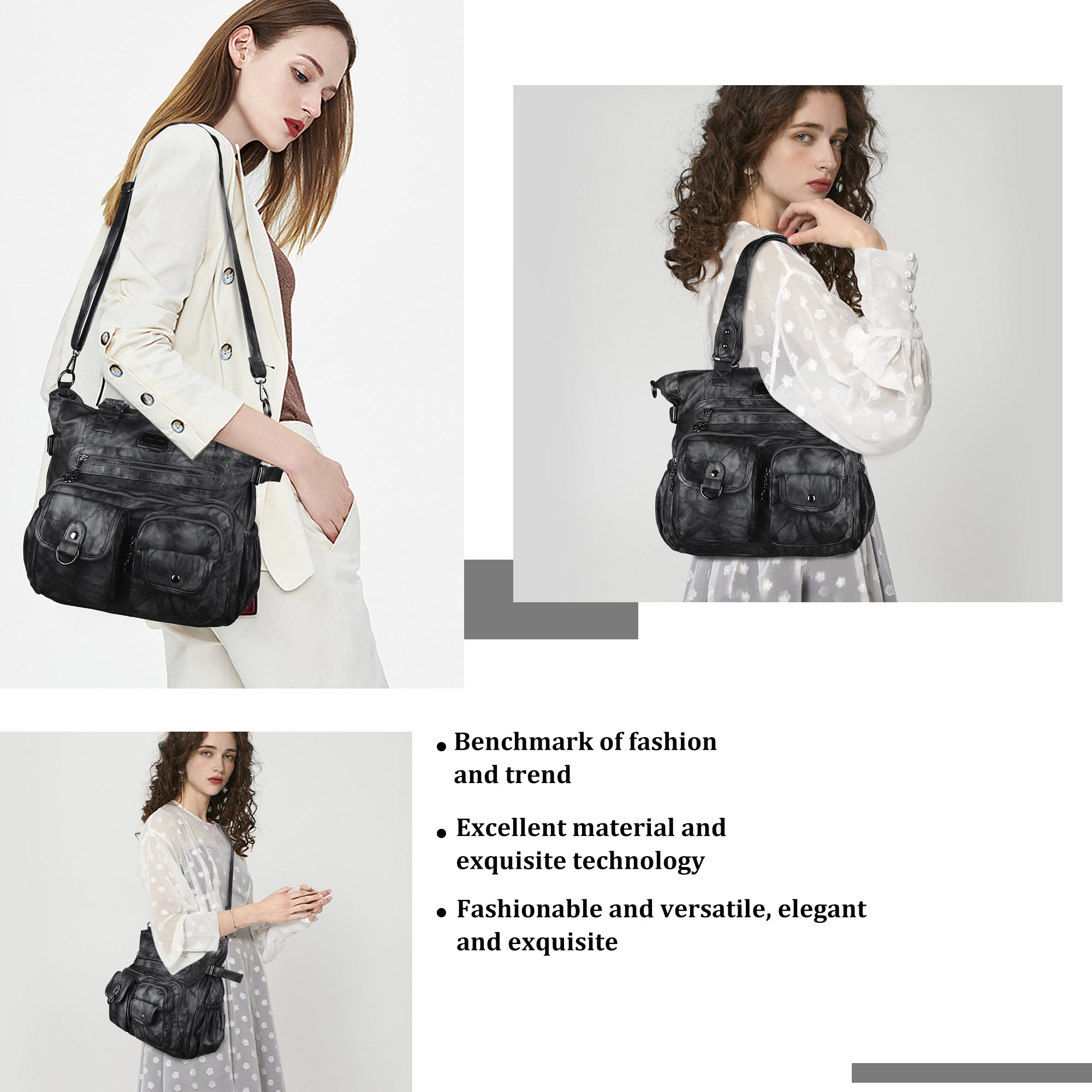 Large Muti-Pocket Women Tie-Dye Hobo Shoulder Bag